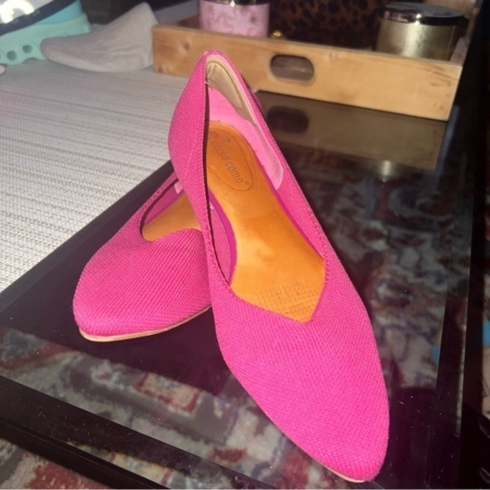 Corso Como Julia Knit  Fuchsia Fest Hot Pink Slip On Pointed Toe Flats Size 8.5M